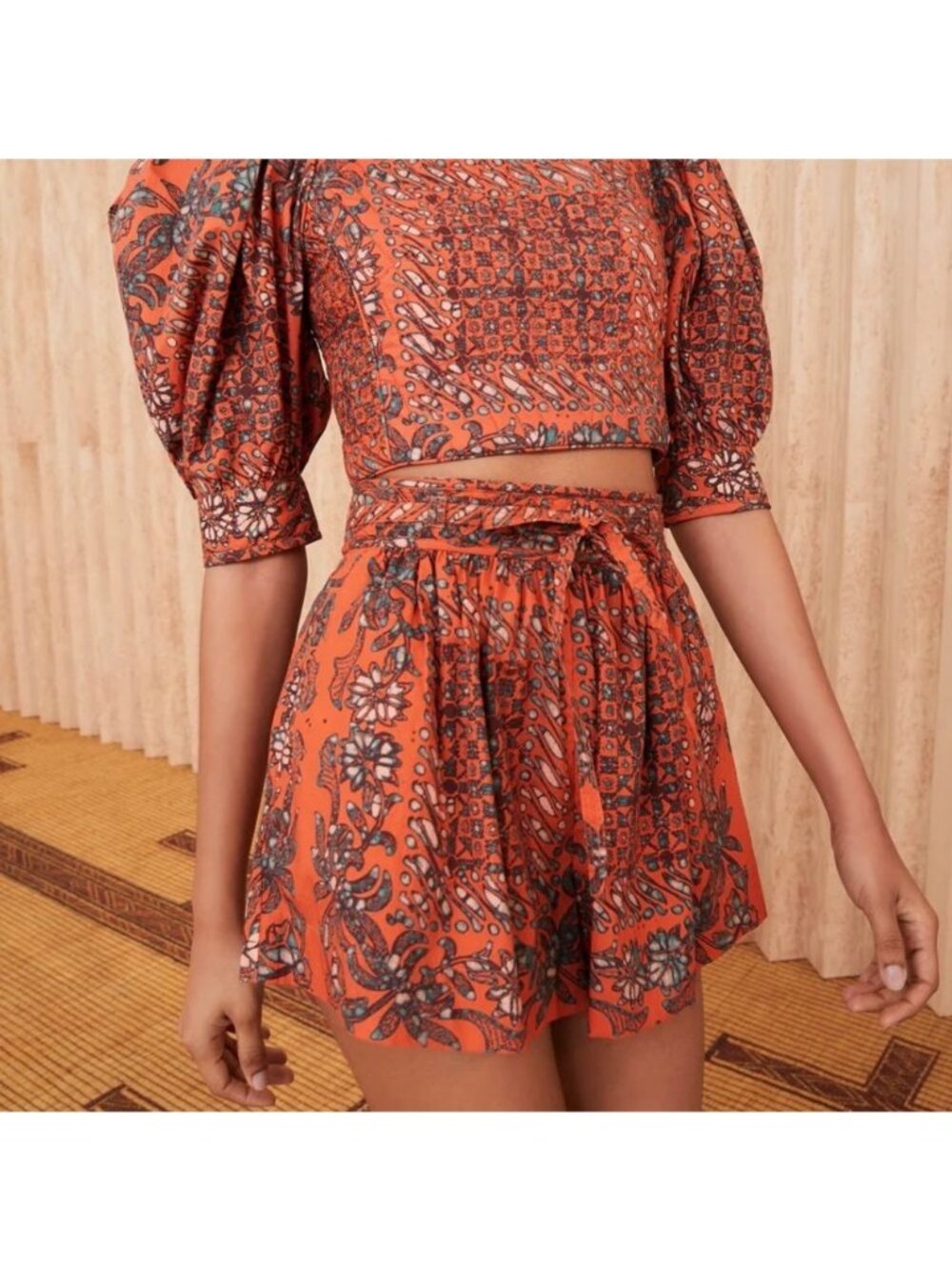 Ulla Johnson Orange Floral High-Waist Shorts